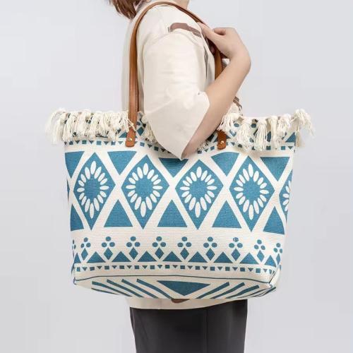 Wholesale Bohemian Tassel Fringe Large Canvas Bags Summer Bags For Women sac tendance 2024  Beach Tote Bag