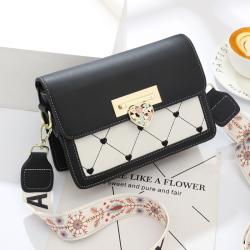 New Fashion Woman Bag Custom Letter Pure Color Small Square Bag With Lock Cover Contrasting Color Single Shoulder Bag