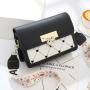 New Fashion Woman Bag Custom Letter Pure Color Small Square Bag With Lock Cover Contrasting Color Single Shoulder Bag