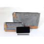 Custom Stripe Printed Makeup Pouch Travel Portable Recycled Eco Friendly Oxford Cosmetic Bag For Women