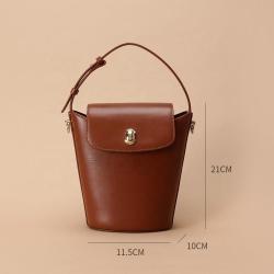 Customized Logo PU Leather Handbag High Quality Fabric Tote Bag Crossbody Fashion Cylinder Bucket Bag