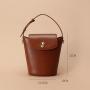 Customized Logo PU Leather Handbag High Quality Fabric Tote Bag Crossbody Fashion Cylinder Bucket Bag