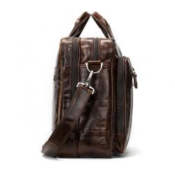 Big Men's Leather Travel Handbag Full Grain Cow Hide Shoulder Bag For Men