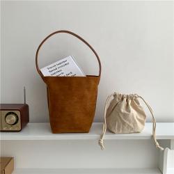 Custom products soft Faux suede sling shoulder bag Fashion plain bucket bag large capacity chic faux fur bag