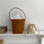 Custom products soft Faux suede sling shoulder bag Fashion plain bucket bag large capacity chic faux fur bag