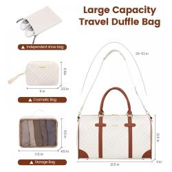 LOVEVOOK 21 in Weekender Bag with 3 packing cubes Waterproof Overnight Bag Quilted Gym duffle with Wet Pocket Travel Duffle bag