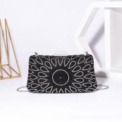 Factory wholesale sac tendance 2024 new arrival square rhinestone dinner clutch evening bags metal chain crossbody banquet bag
