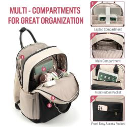 LOVEVOOK 14 15.6 17 Inch Student School Book Bags with USB Port Womens Fashion Casual Waterproof Laptop Backpack for Woman Girls