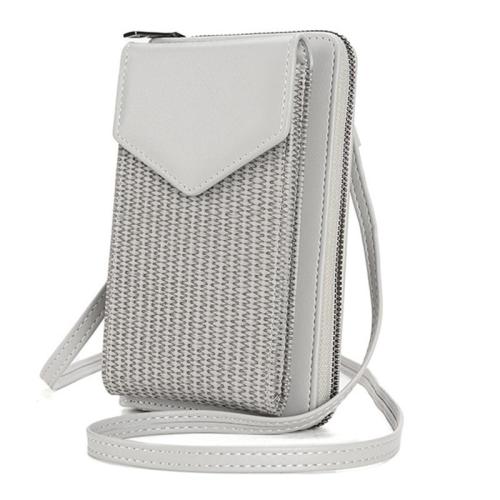 KBW593 New Weaving Women Cell Phone Bag Multifunctional Ladies Travel Shoulder Crossbody PU Long Multi Card Wallet