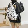 ZR187 2023 Korean Version Of Harajuku Sen Series Girls' Nylon Backpack Versatile Ins Super Fire Cow Pattern Backpack