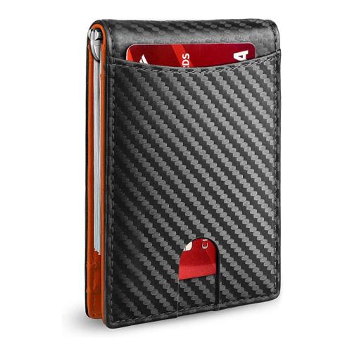 HX Popular Front Pocket Wallets RFID Blocking Bifold Credit Card Holder Mens Slim Money Clip Leather Wallets For Man