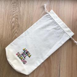 Custom Hot Transfer Logo Cotton Linen  Drawstring Bag Round Bottom Cotton Linen Gift Pouch