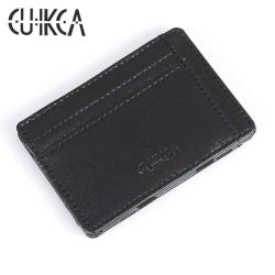 CUIKCA Wallet Card Holder Magic Purse Slim Leather Mens Case Mini Women Men Casual Cover Minimalist Ladies Laser