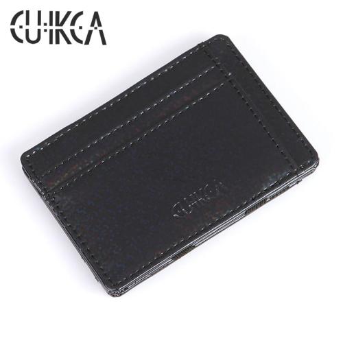 CUIKCA Wallet Card Holder Magic Purse Slim Leather Mens Case Mini Women Men Casual Cover Minimalist Ladies Laser