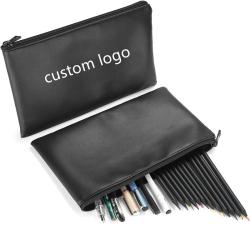 Gelory Large Capacity Pencil Bag Pen Case Student Stationery Pouch Zipper Closure Soft PU Leather Pencil Pouch