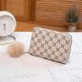 Lady's Fashion Printed Wallet Portable Single Handle Purse with Chains Decoration Short and Stylish Welfare Bag with Fur Ball