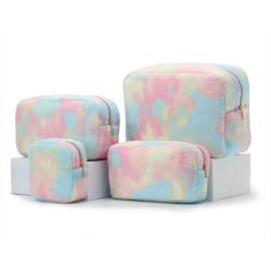 Low MOQ New Portable Terry Cloth Custom Logo Design Women Ladies Toiletry Travel Makeup Pouch Bag Cosmetic Bags Cases