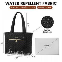LOVEVOOK 2pc Fashion Quilted Work Laptop Tote Bag Stylish Travel business College handbag set Briefcase 15.6 in Women Laptop Bag