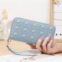HR002 Woman Pu Leather Lovely Wallet Clip Fashion Versatile Handheld Zipper Billfold Flower Embroidery Pocketbook Card Positions