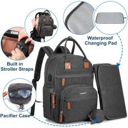 Lovevook Waterproof mommy dad Portable Changing Pad baby diaper bags nappy wet Travel backpacks with Pacifier Case diaper bags