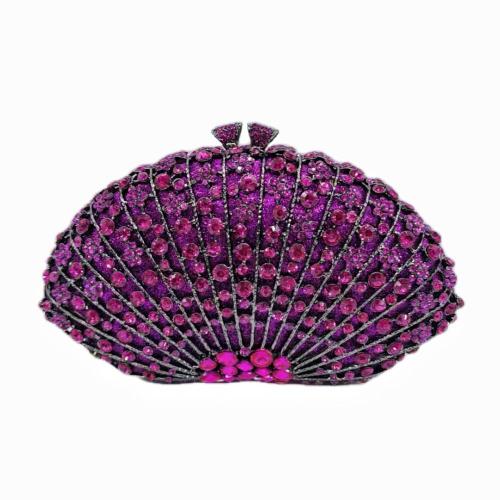 Hot Sales fanshaped Gown Crystal Rhinestone women's Clutches Purse Dress Banquet Stone Metal Purse Frame Wedding Clutch Hand bag