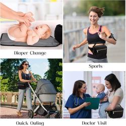 Custom Small Nappy Diaper Belt Bag with Portable Changing Mat Black Mommy Diaper Bag Fanny Pack Waist Bag