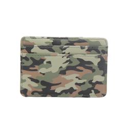 Slim card wallet rfid blocking camo green camouflage-print graphic leather card holder