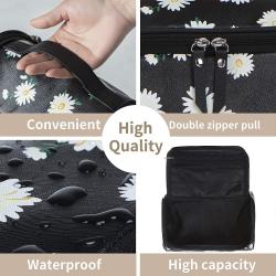 Gelory Travel Pu Leather Custom Waterproof Large Makeup Storage Organizer Toiletry Bag Cosmetic Bags With Zipper