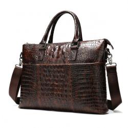 Genuine Embossed Crocodile Leather Male Business Briefcase Men's Handbag