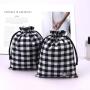 Reusable Wholesale Check Cloth Skincare Cosmetic Packaging Bag Luxury Custom Logo Printed Cotton Gift Dust Makeup Pouch