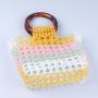XINYU 2023 Autumn New Mixed Color Hollow out Retro Square Hand Beaded Acrylic Resin Round Handbag
