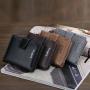 OEM028 Men Wallets Leather Double Zipper Card Holder Short Male Purse Coin Pocket Vintage Brand High Quality Men Purse
