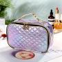 Portable Pu Lattice Fashion Women Makeup Case Laser Lattice Cosmetic Bags Toiletry Bag For Women