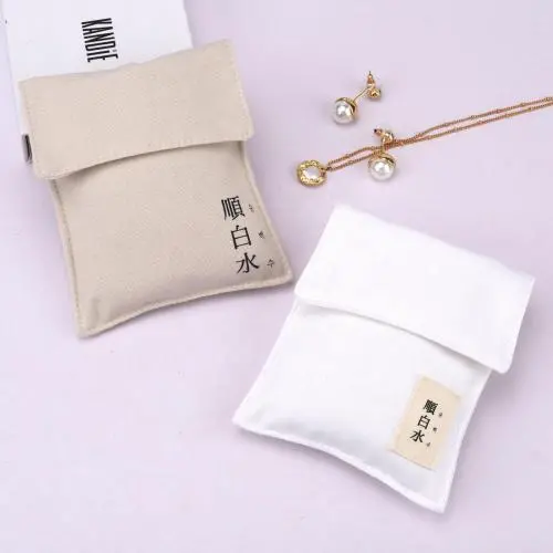 Custom Logo Printed Cotton Linen Comb Cosmetic Packing Envelope Dust Pouch Envelope Cotton Gift  Bag