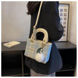 ZR301 Small Cloth Handheld Women's Bag 2023 New Fashion Versatile One Shoulder Crossbody Bag Checked Small Square Bag