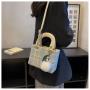 ZR301 Small Cloth Handheld Women's Bag 2023 New Fashion Versatile One Shoulder Crossbody Bag Checked Small Square Bag
