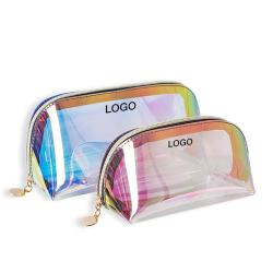 Thickened semicircle laser TPU cosmetic bag transparent waterproof colorful shell washing and storage bag
