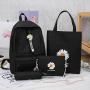 2024 Little Daisy Girl Customs Backpack Canvas Schoolbag Junior High School Student Backpack Simple 4-in-1 Set Bag