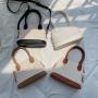 2024 New Japanese Fashion Women Hand Bag Design Handbag PU Splicing Single Shoulder Crossbody Bag Leisure Canvas Shell Bag
