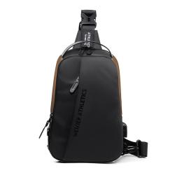 XL044 Simple Style Daily Used Waterproof Crossbody Bag with USB Men's Nylon Chest Bag New Version Durable Sports Shoulder Bag