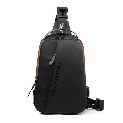 XL044 Simple Style Daily Used Waterproof Crossbody Bag with USB Men's Nylon Chest Bag New Version Durable Sports Shoulder Bag