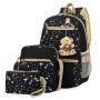 3 in 1 Set Adorable Bear Tiny Spot Backpack Fashion Lightweight Quality Canvas Sling Purse School Book Bag  for Boys Girls