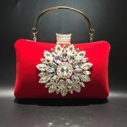 xinyu Luxury Women High Quality Flower Diamonds Evening Wedding Bags Ladies Velvet Fashion Ladies Clutch Dinner Banquet Clutch