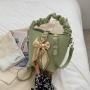 Summer Pure Handbag Women Bucket Bag Purses Women Bucket Crossbody Bucket Bag Leather With Bow Scarf