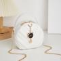 Embroidered Small Round Bag 2024 Pu Leather Zipper Women ChainBag Casual Mobile Phone Women's Fashion Shoulder Crossbody Bag