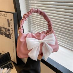 Cute Bow Para Mujeres Bolso Bolsas Chains Soft Pu Leather Crossbody Bags For Women Pleated Fashion Taschen CY137