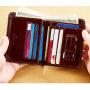ZF208 Men Wallet Genuine Leather Oil Waxed Head Layer Cowhide Anti-theft Brush Vertical Card Bag Short Trifold Money Clip