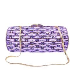 Factory 2024 Wholesales Luxury Cylinder Purple Diamond Clutch Bags Women Party Purse Wedding Bridal Shoulder Ladies Handbags