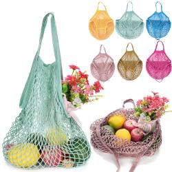 Factory Wholesale Custom Multiple Colour Reusable Cotton Tote Grocery Shopping Mesh Bag