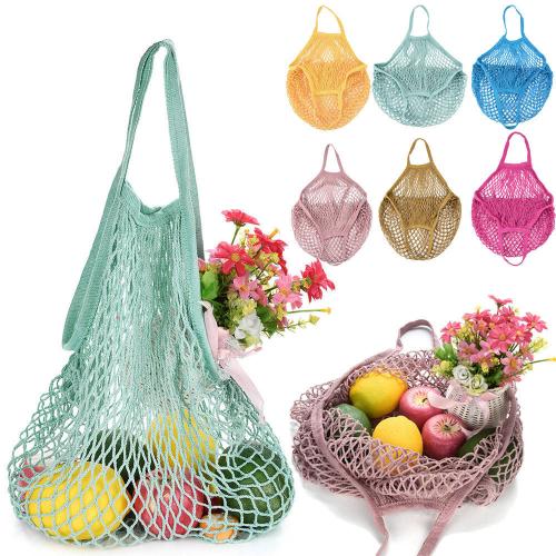 Factory Wholesale Custom Multiple Colour Reusable Cotton Tote Grocery Shopping Mesh Bag